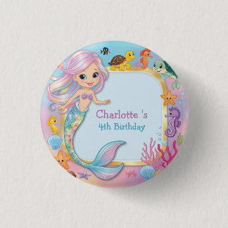 Cute Rainbow mermaid fish seahorse star Birthday 3 Cm Round Badge