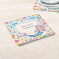 Cute Rainbow mermaid fish shark whale Birthday