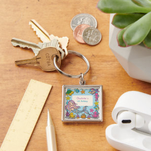 Cute Rainbow mermaid fish turtle star Birthday Key Ring