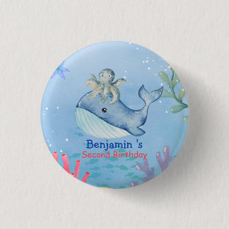 Cute rainbow octopus Whale fish Birthday party 3 Cm Round Badge