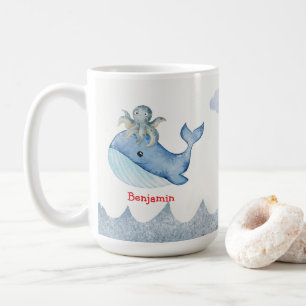 Cute rainbow octopus Whale fish Birthday party Coffee Mug