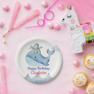 Cute rainbow octopus Whale fish Birthday party Paper Plate