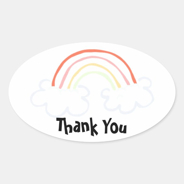 Cute Rainbow Oval Sticker (Front)