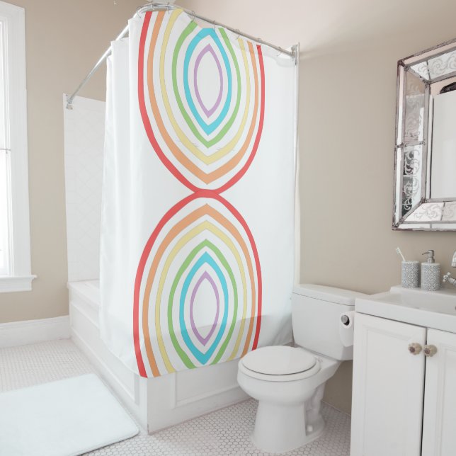 Cute Rainbow Ovals Shower Curtain (In Situ)