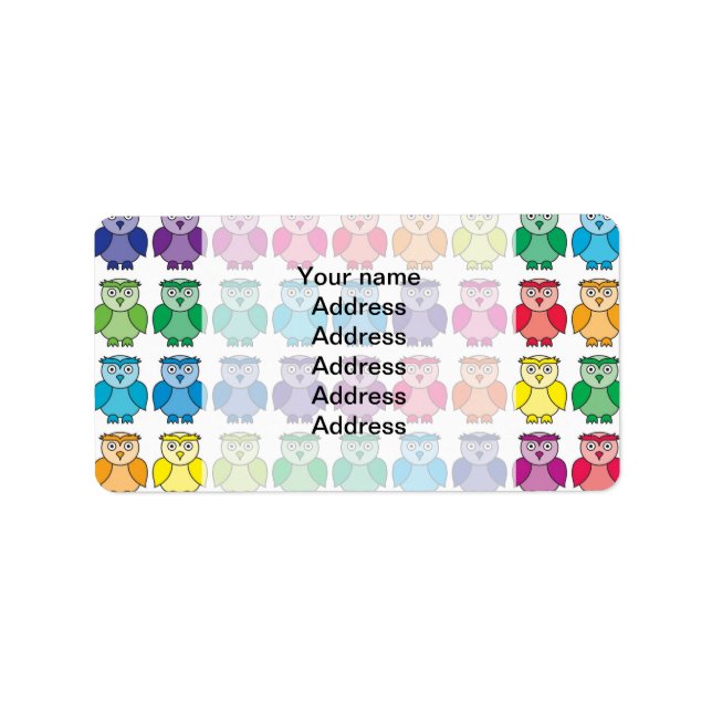 Cute Rainbow Owl Pattern Label (Front)