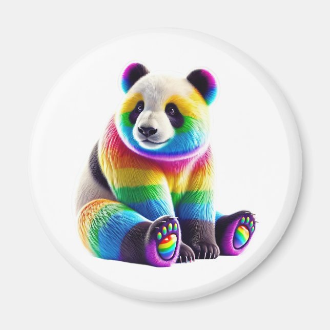 Cute Rainbow Panda Magnet (Front)