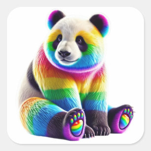 Cute Rainbow Panda Square Sticker