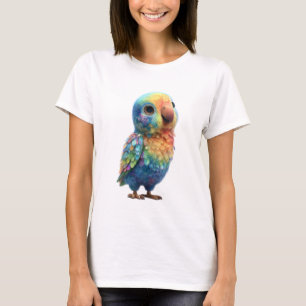 Cute Rainbow Parrot Illustration Women T-Shirt
