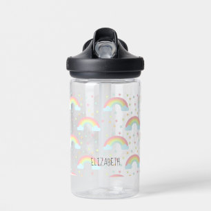 Cute Rainbow Pastel Personalised Back to School Water Bottle