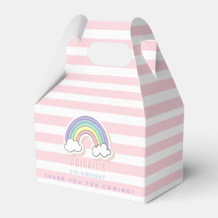 Cute Rainbow - Pastel Pink Striped Kids Birthday Favour Box