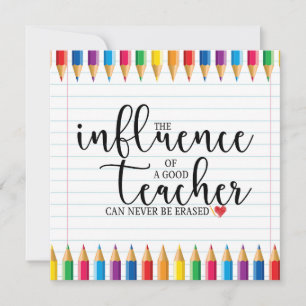 Cute Rainbow Pencils Teacher Appreciation Card