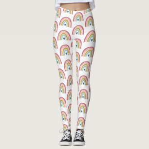 Cute Rainbow Pink Blush Blue Heart Leggings