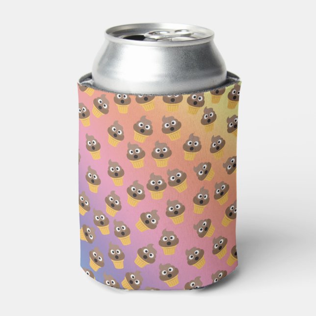 Cute Rainbow Poop Emoji Ice Cream Cone Pattern Can Cooler (Can Front)