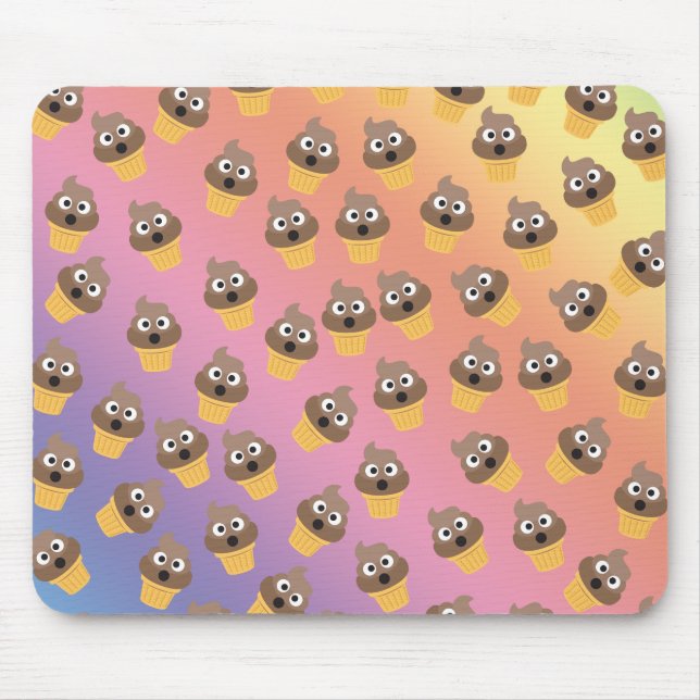 Cute Rainbow Poop Emoji Ice Cream Cone Pattern Mouse Pad (Front)