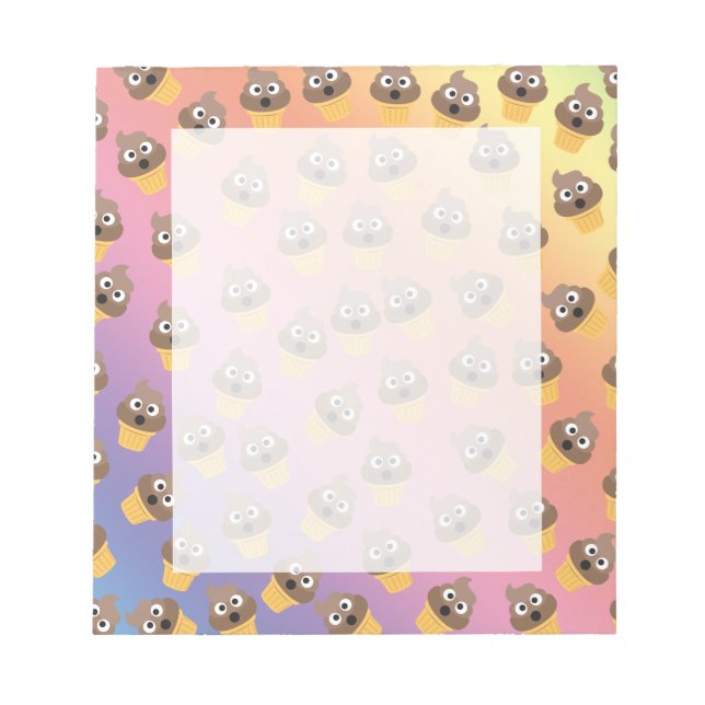 Cute Rainbow Poop Emoji Ice Cream Cone Pattern Notepad (Front)