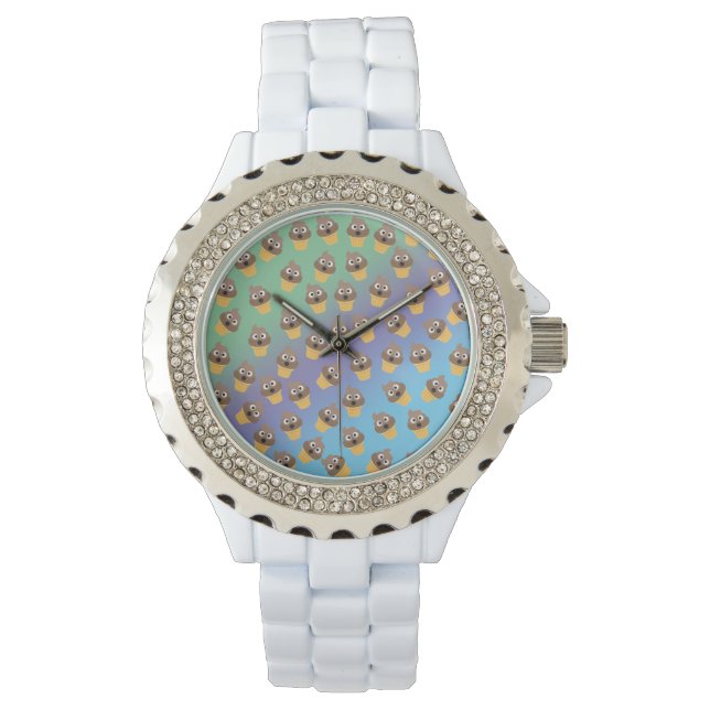 Cute Rainbow Poop Emoji Ice Cream Cone Pattern Watch (Front)