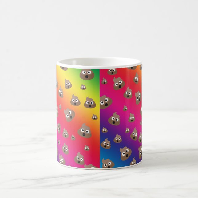 Cute Rainbow Poop Emoji Pattern Coffee Mug (Center)