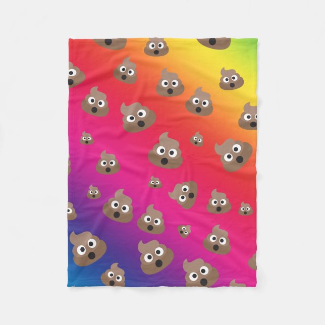 Cute Rainbow Poop Emoji Pattern Fleece Blanket (Front)