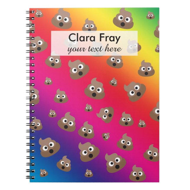 Cute Rainbow Poop Emoji Pattern Notebook (Front)