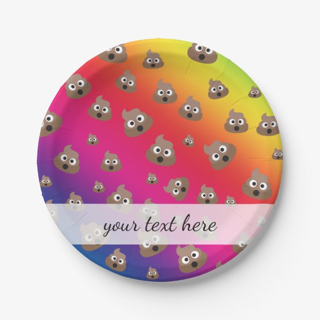 Cute Rainbow Poop Emoji Pattern Paper Plate (Front)