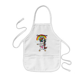 Cute Rainbow Pretty Dancing Unicorn Kids Apron