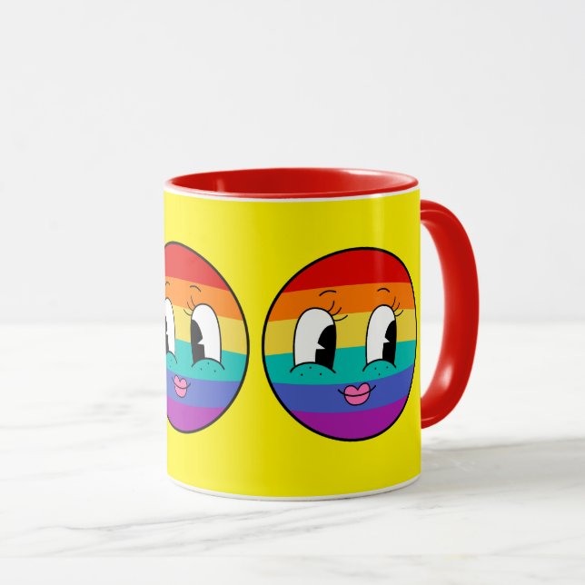 Cute Rainbow Pride Face Mug – Colourful LGBTQ (Front Right)