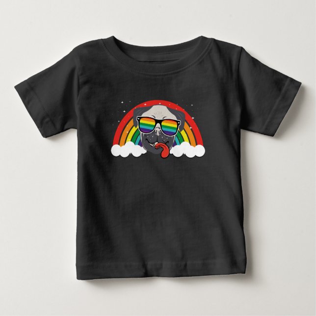 Cute Rainbow Pug Baby T-Shirt (Front)