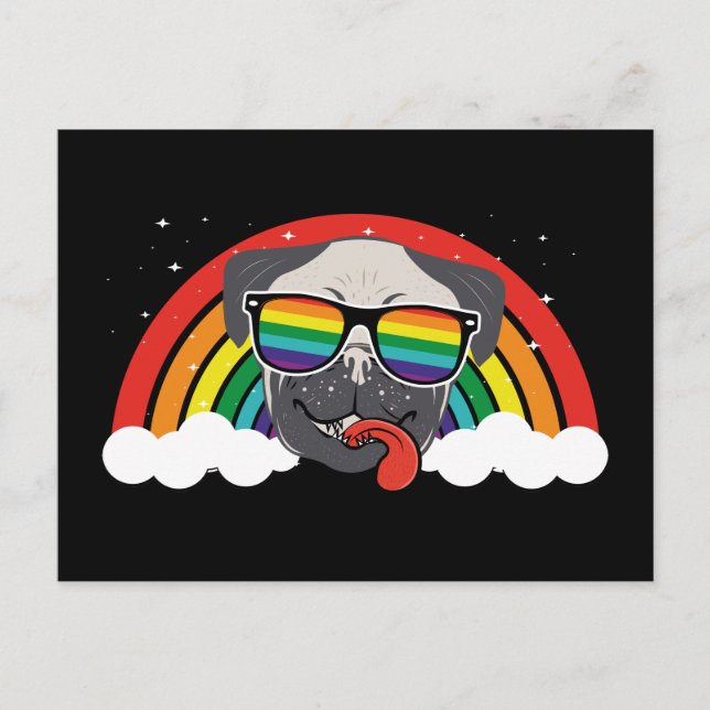 Cute Rainbow Pug Postcard (Front)