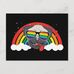 Cute Rainbow Pug Postcard