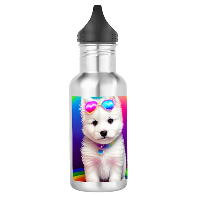 Cute Rainbow Puppy Personalised 710 Ml Water Bottle (Left)