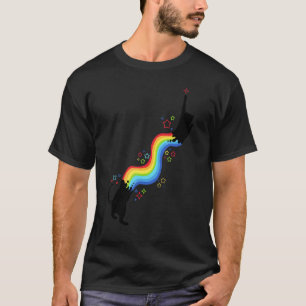Cute Rainbow Retro Cat Colourful Kitten Vintage O T-Shirt