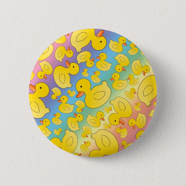 Cute rainbow rubber ducks 6 cm round badge (Front)