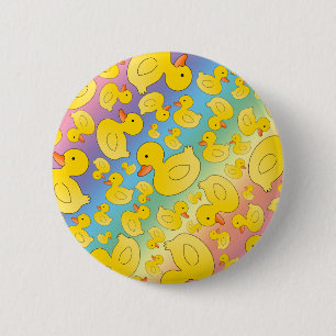 Cute rainbow rubber ducks 6 cm round badge