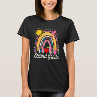 Cute Rainbow Second Grade Teacher Student Back To  T-Shirt