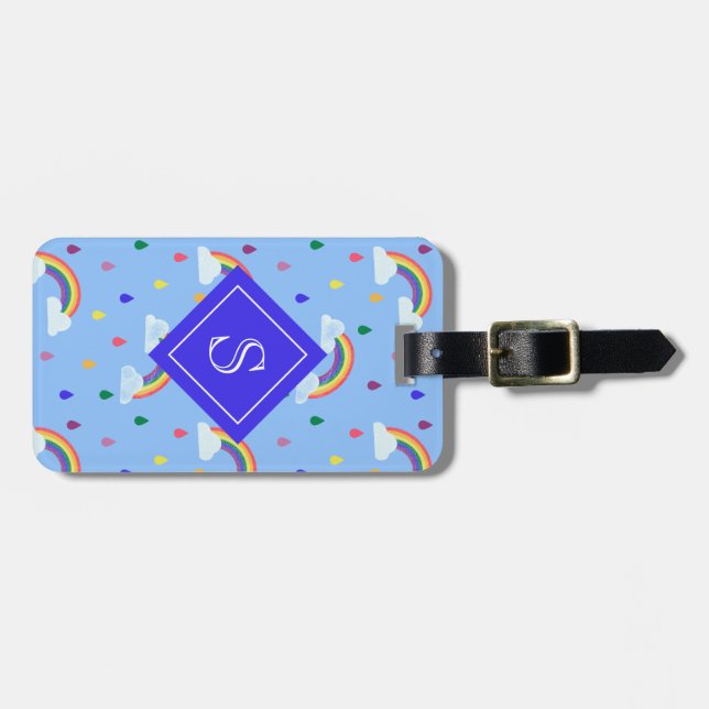 Cute Rainbow Sky Pattern Personalised Luggage Tag (Front Horizontal)