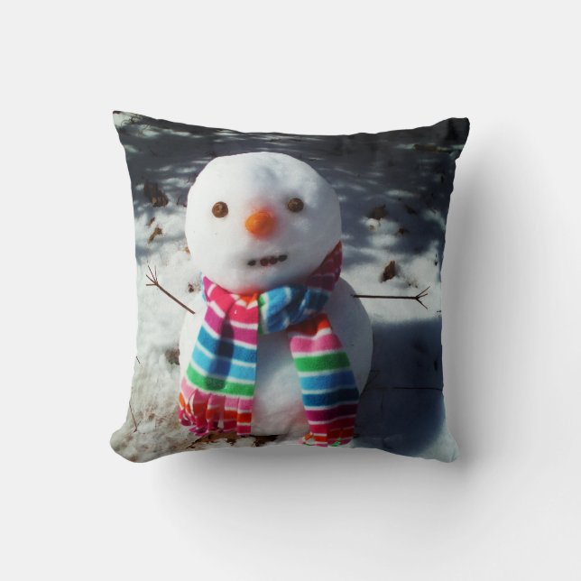 cute rainbow  snowman christmas cushion (Front)