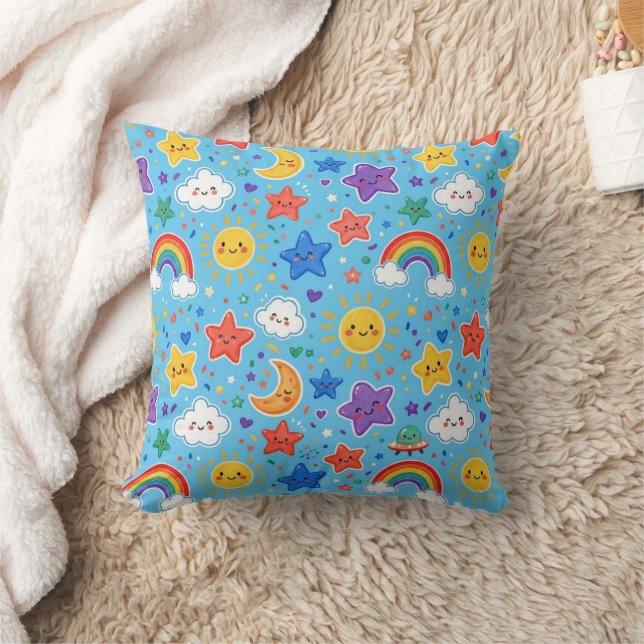 Cute Rainbow Space Seamless Pattern Cushion (Blanket)