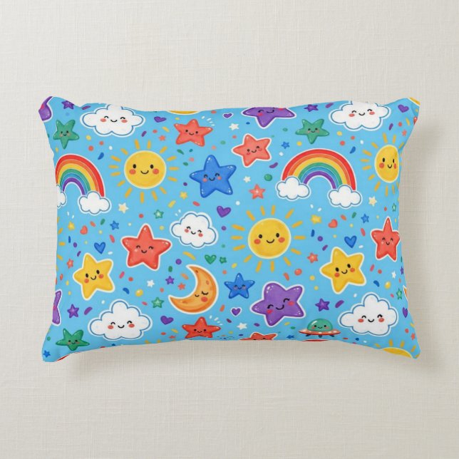 Cute Rainbow Space Seamless Pattern Decorative Cushion (Front)