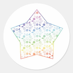 Cute Rainbow Spring Flower Lattice Pattern Classic Round Sticker