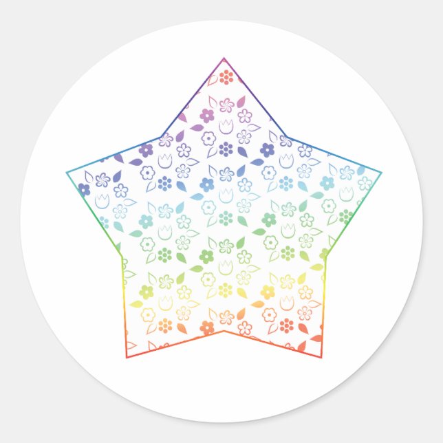 Cute Rainbow Spring Flower Lattice Pattern Classic Round Sticker (Front)