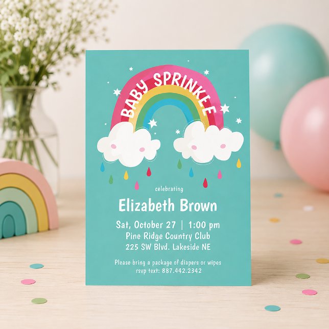 Cute Rainbow Sprinkle Baby Shower Invitation (Baby Sprinkle Rainbow Invitation)
