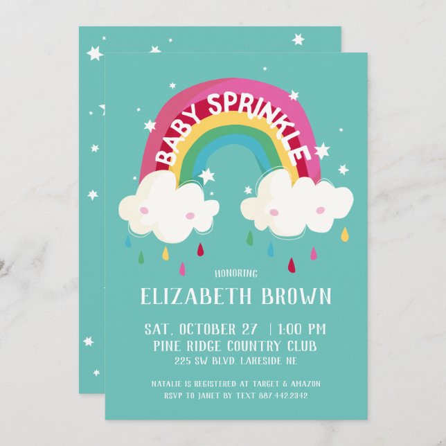 Cute Rainbow Sprinkle Baby Shower Invitation (Front/Back)