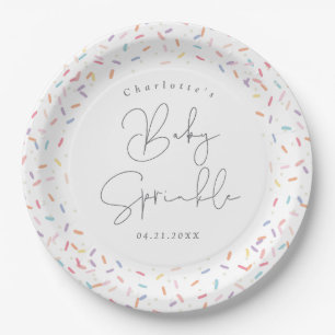 Cute Rainbow Sprinkles Baby Sprinkle Shower Paper Plate