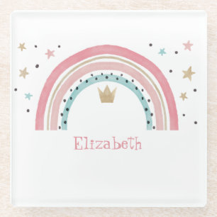Cute Rainbow Stars Glass Coaster