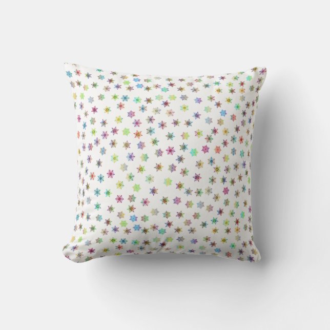 Cute Rainbow Stars & Snowflakes Pattern Cushion (Front)