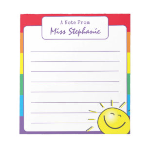 Cute Rainbow Stripe And Sunshine From Teacher Notepad