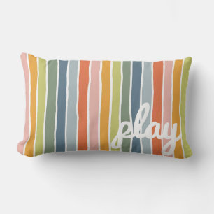 Cute Rainbow Stripe Throw Pillow for Play Room
