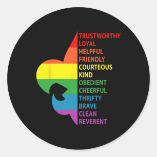 Cute Rainbow Style Scouting Law Classic Round Sticker