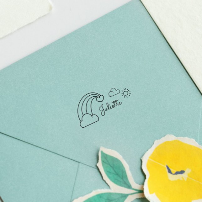 Cute Rainbow Sun Child Custom Name Self-inking Sta Self-inking Stamp (Creator Uploaded)