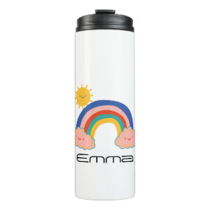 Cute Rainbow sun Kids Back To School DIY name Thermal Tumbler